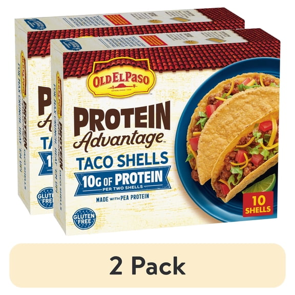 (2 pack) Old El Paso Protein Advantage Crunchy Taco Shells, 10g Protein, Gluten Free, 10 Count