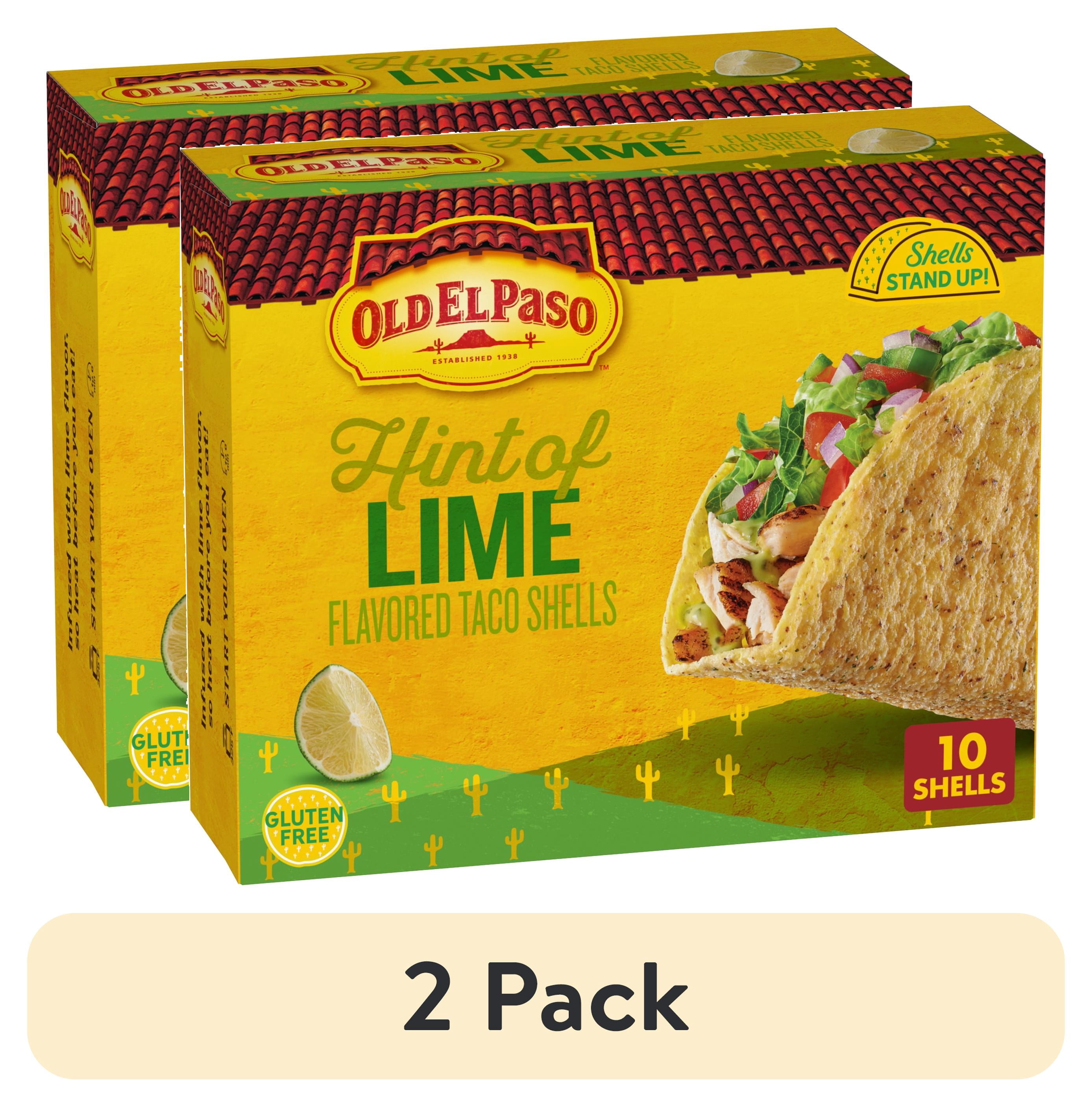 (2 pack) Old El Paso Stand 'N Stuff Taco Shells, Hint of Lime Flavored, Gluten Free, 10 Count, 5.4 oz