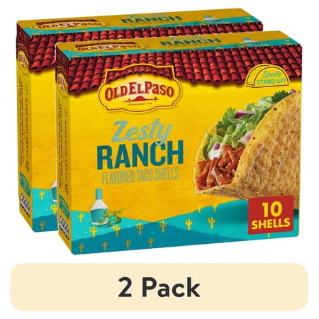 (2 pack) Old El Paso Stand 'N Stuff Crunchy Taco Shells, Zesty Ranch, Gluten Free, 10 Count, 5.4 oz