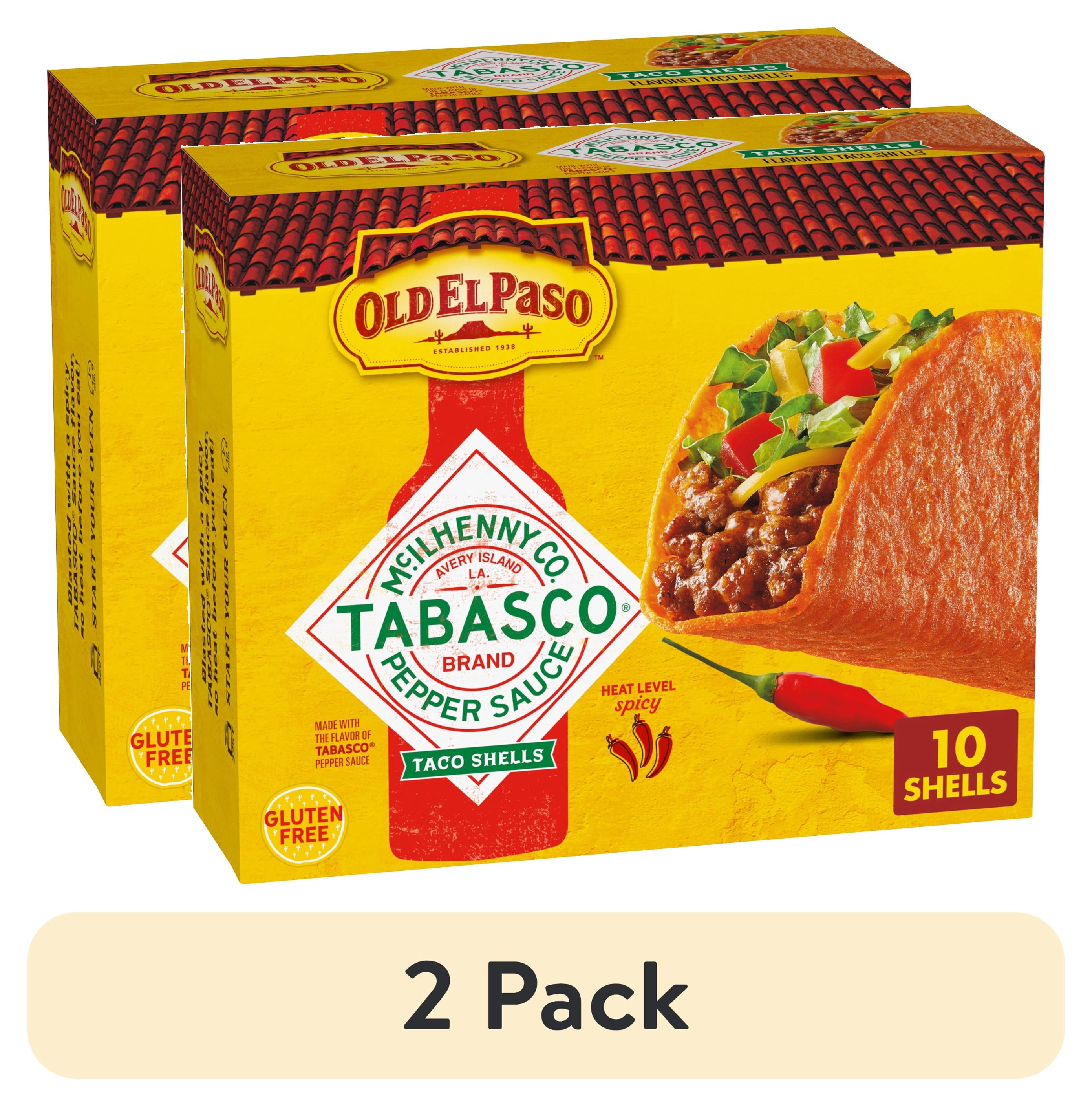 (2 pack) Old El Paso Stand 'N Stuff TABASCO Sauce Flavored Taco Shells, Spicy, 10 Count, 5.4 oz