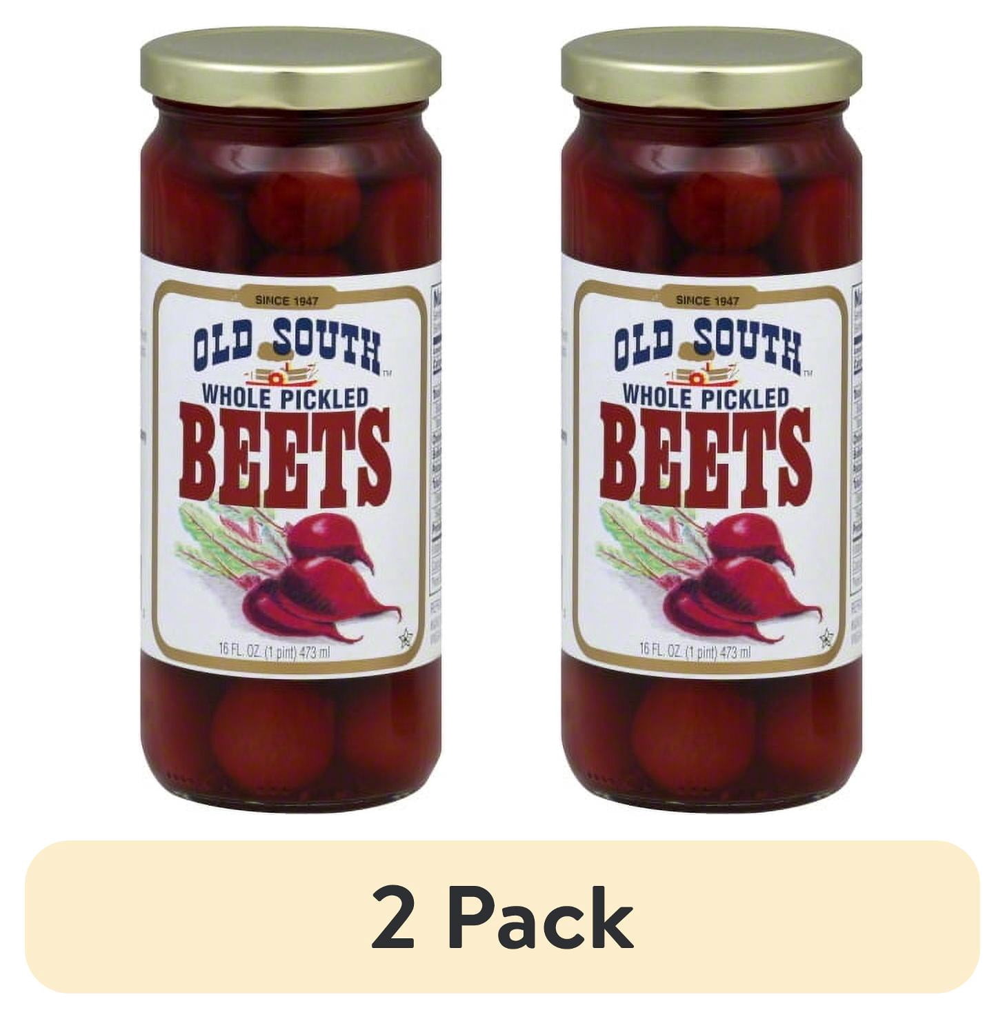 (2 pack) Old South Whole Pickled Beets, Shelf Stable, 16 oz Jar