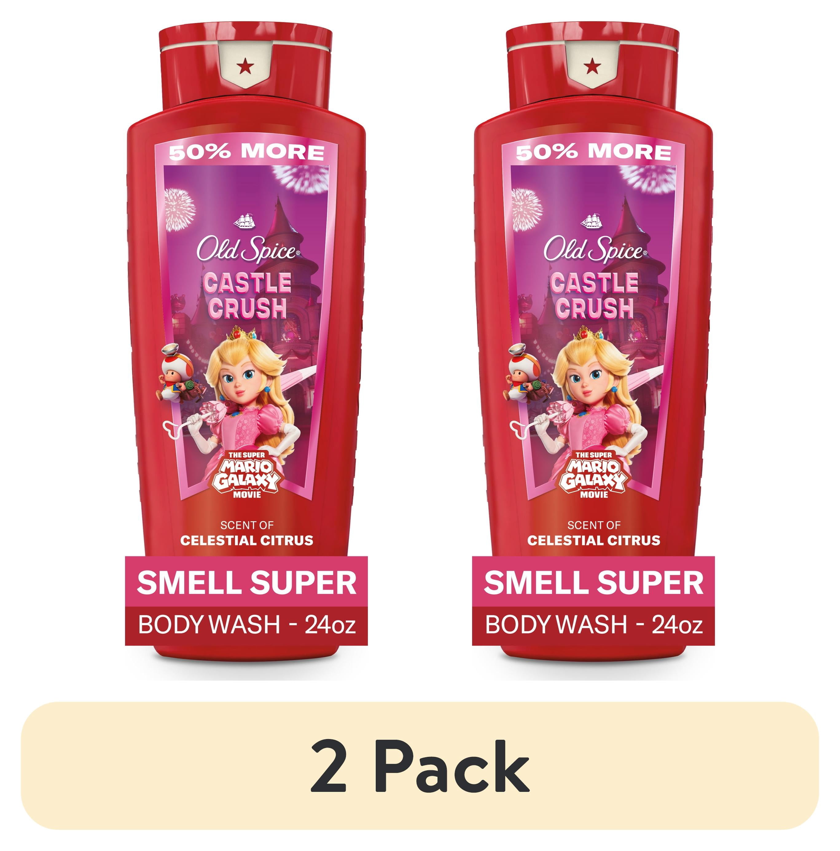 (2 pack) Old Spice Body Wash for Men, Castle Crush, Scent of Celestial Citrus, Old Spice x The Super Mario Galaxy Movie, 24 fl oz