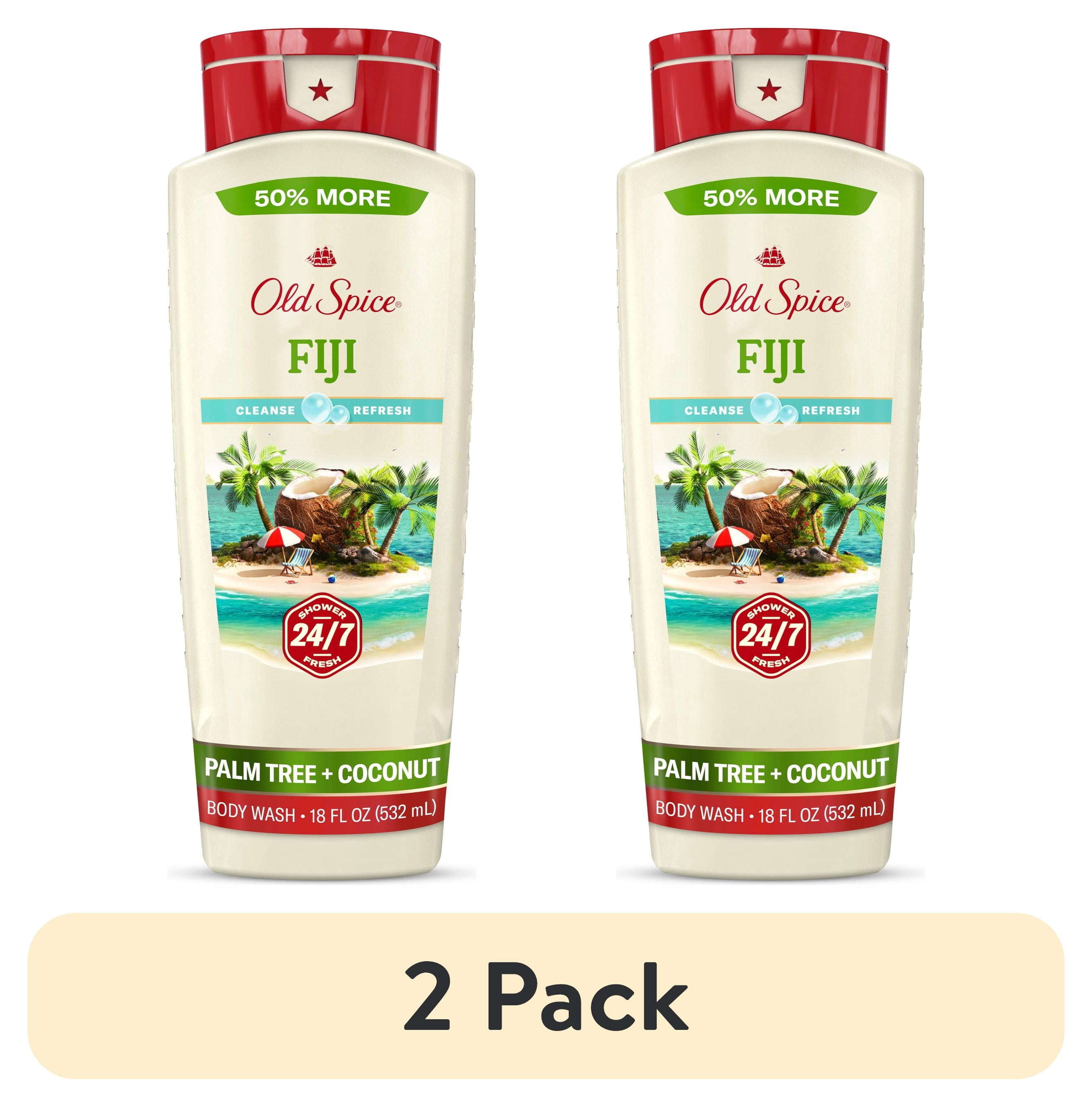 (2 pack) Old Spice Body Wash for Men, 27/7 Shower Fresh, Fiji with Palm Tree Scent, 18 fl oz