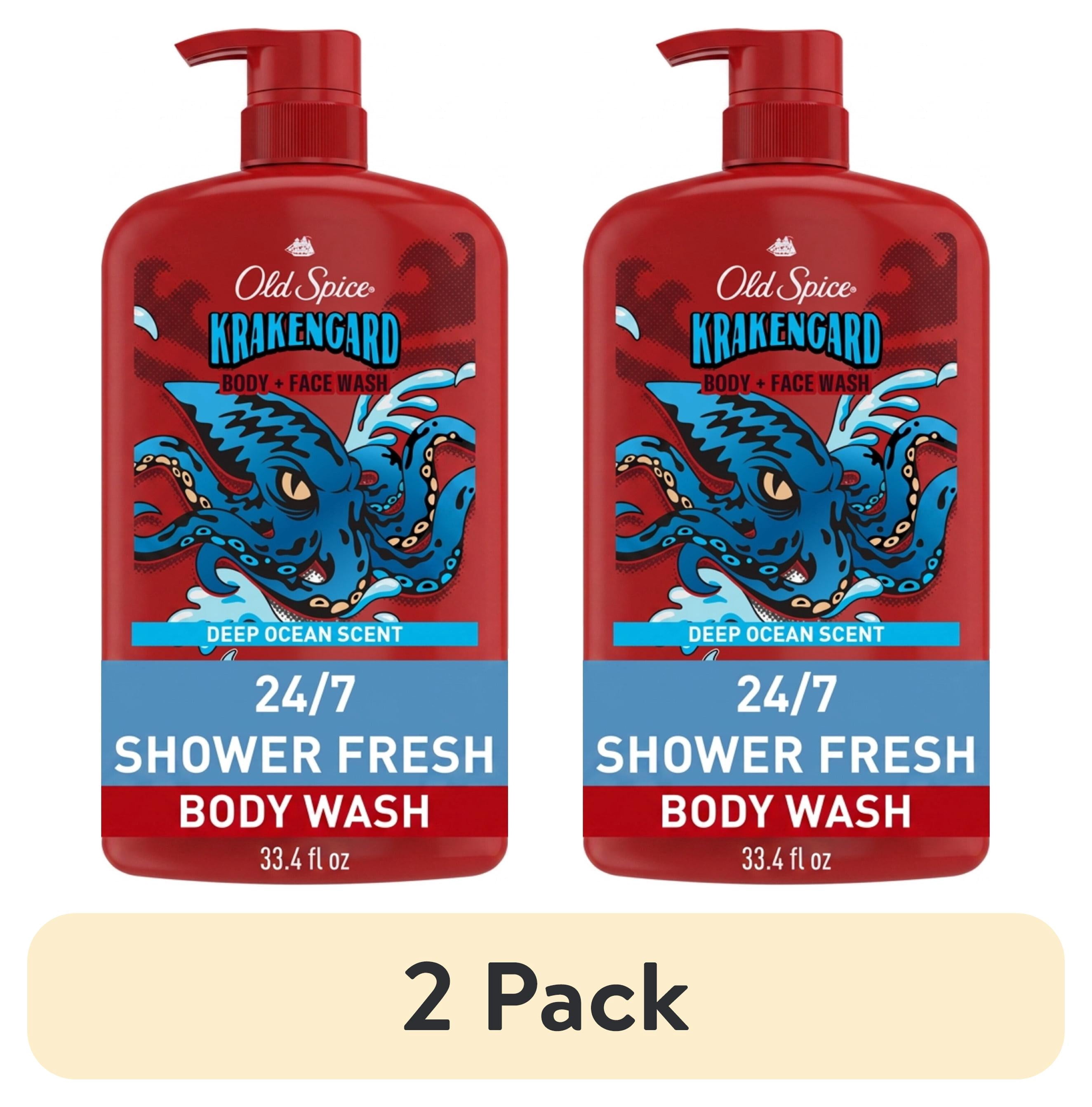 (2 pack) Old Spice Body & Face Wash for Men, 24/7 Shower Fresh, Krakengard Deep Ocean, 33.4 fl oz