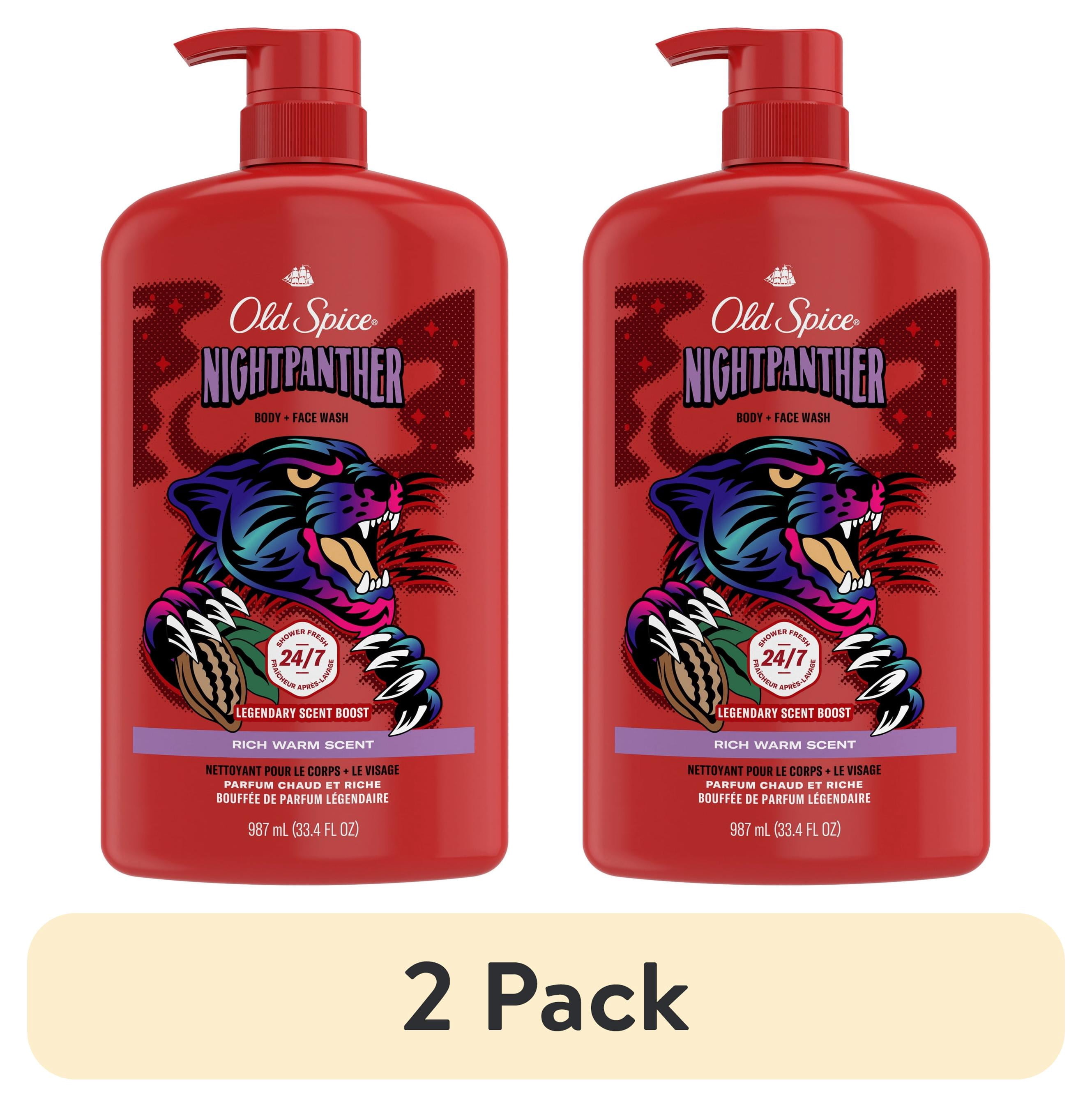 (2 pack) Old Spice Body Wash for Men, NightPanther, Long Lasting Lather, for All Skin Types, 33.4 fl oz