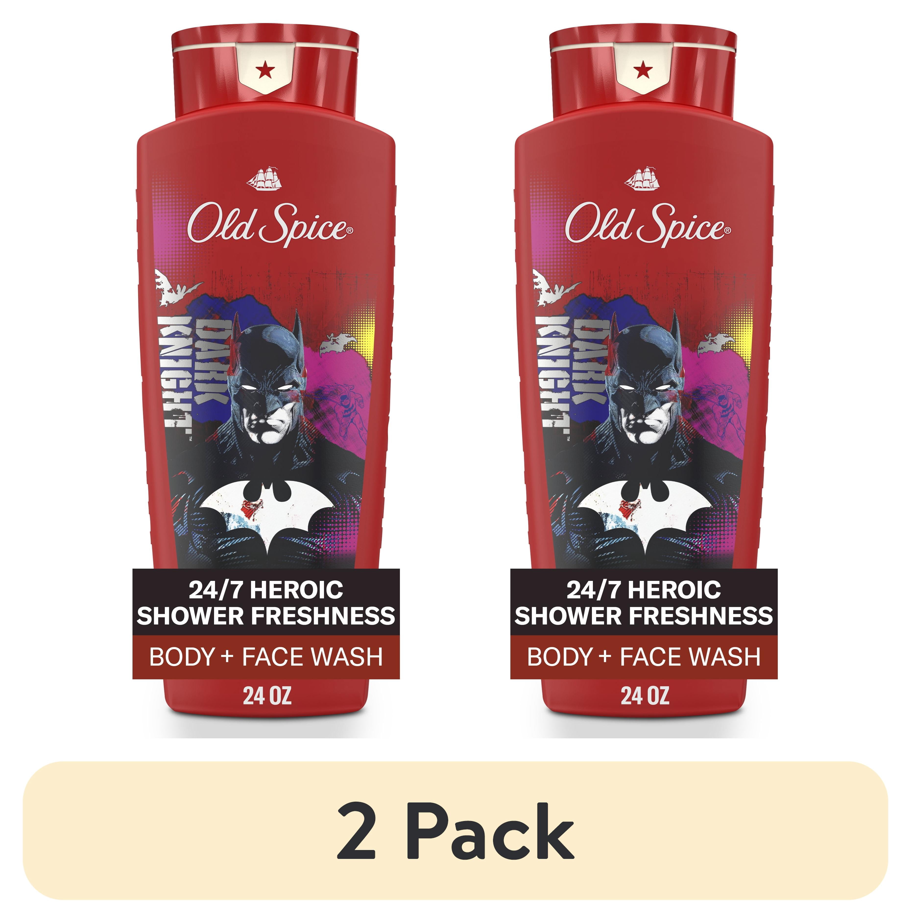 (2 pack) Old Spice Cleansing Body Wash for Men, 24/7 Shower Fresh, 2 in 1 Body and Face Wash, Rich Lather, Batman, Black Cherry and Nightfall Scent, 24oz