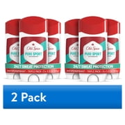 2 pack Old Spice Deodorant for Men, Antiperspirant, Pure Sport, 24/7 Sweat & Odor Protection, 3.3 oz, 3-Pack