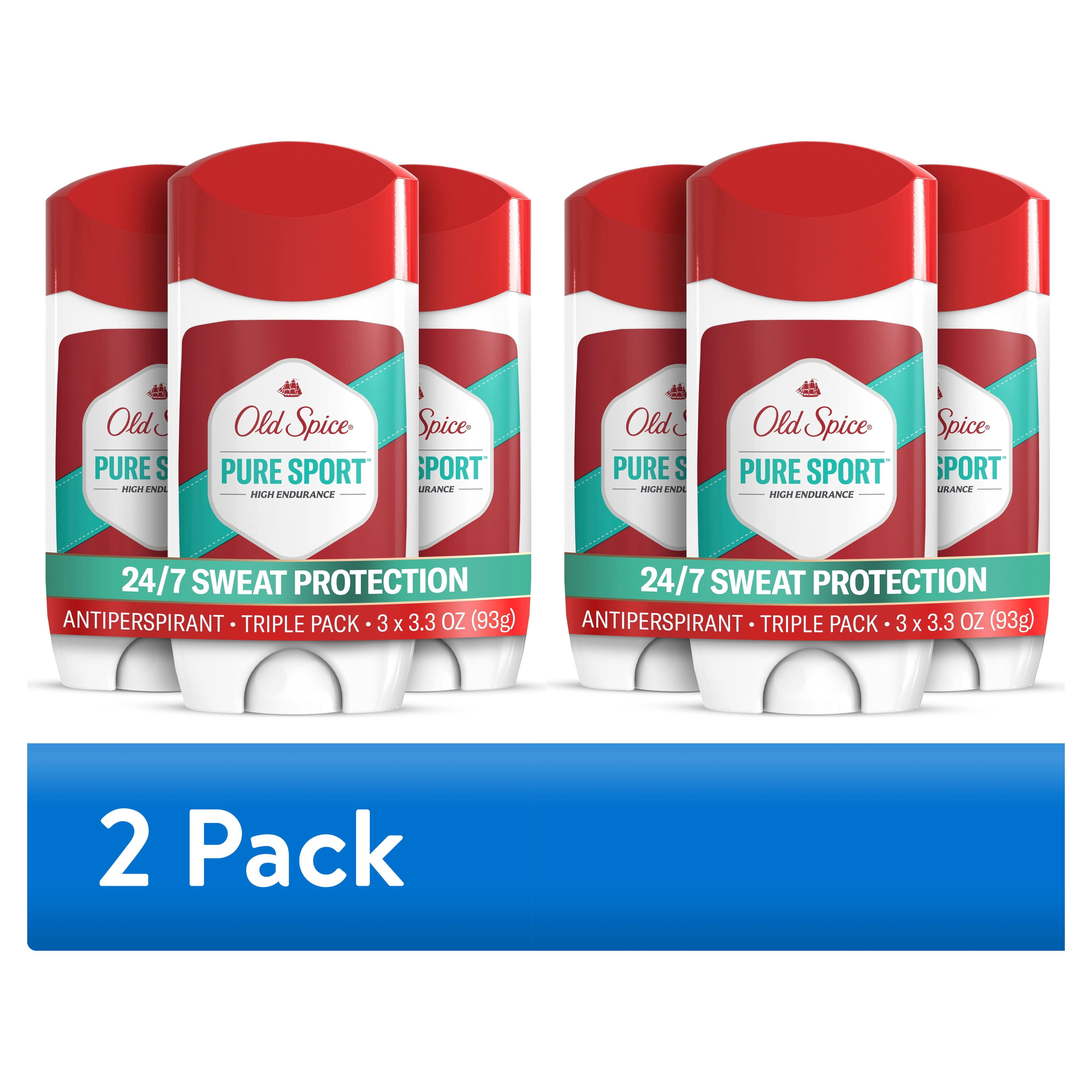 (2 pack) Old Spice Deodorant for Men, Antiperspirant, Pure Sport, 24/7 Sweat & Odor Protection, 3.3 oz, 3-Pack