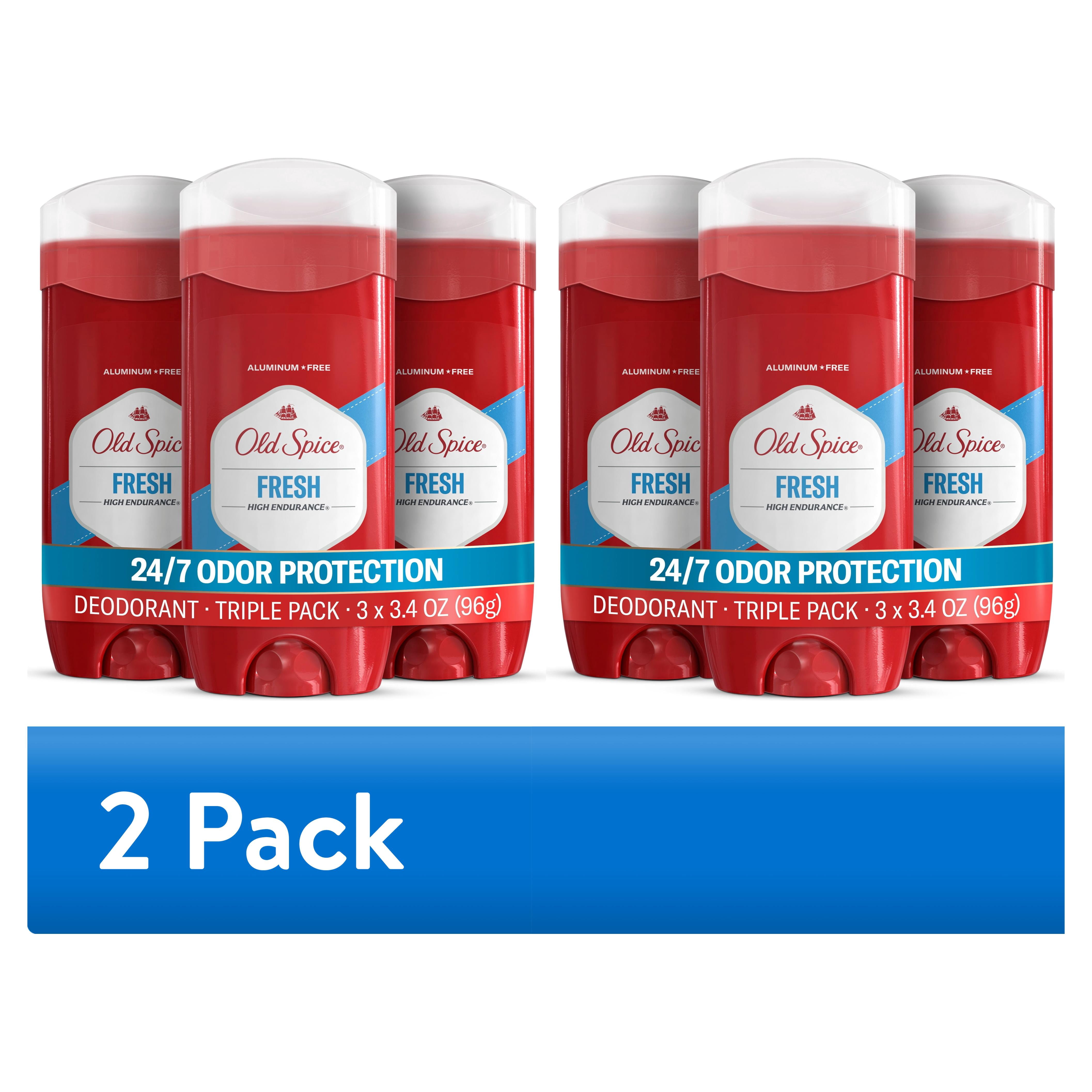 (2 pack) Old Spice Deodorant for Men, Aluminum Free, Fresh, 24/7 Odor Protection, 3.4 oz, 3-Pack