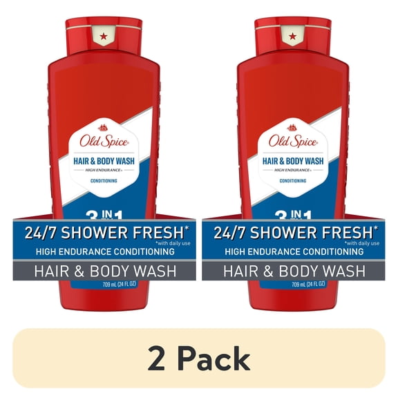 (2 pack) Old Spice High Endurance Men's 3-in-1 Shampoo Conditioner & Body Wash, 24 fl oz