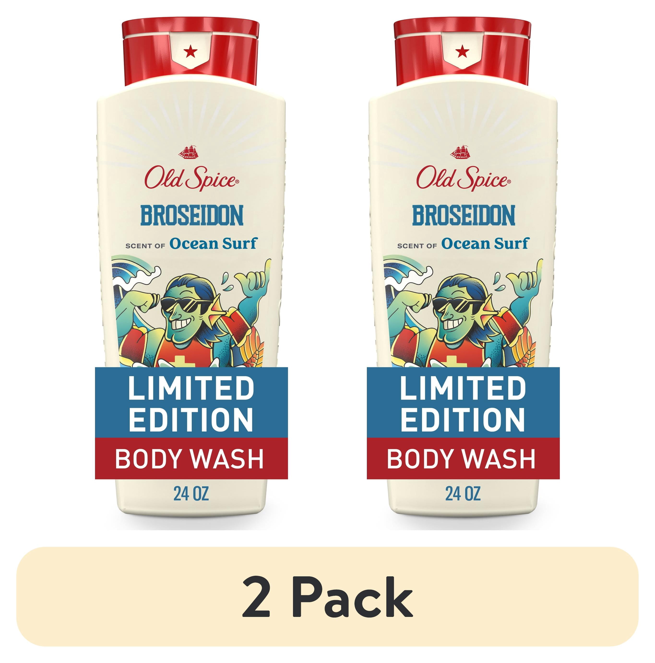 2 pack) Old Spice Men's Body Wash, Broseidon, Scent of Ocean Surf