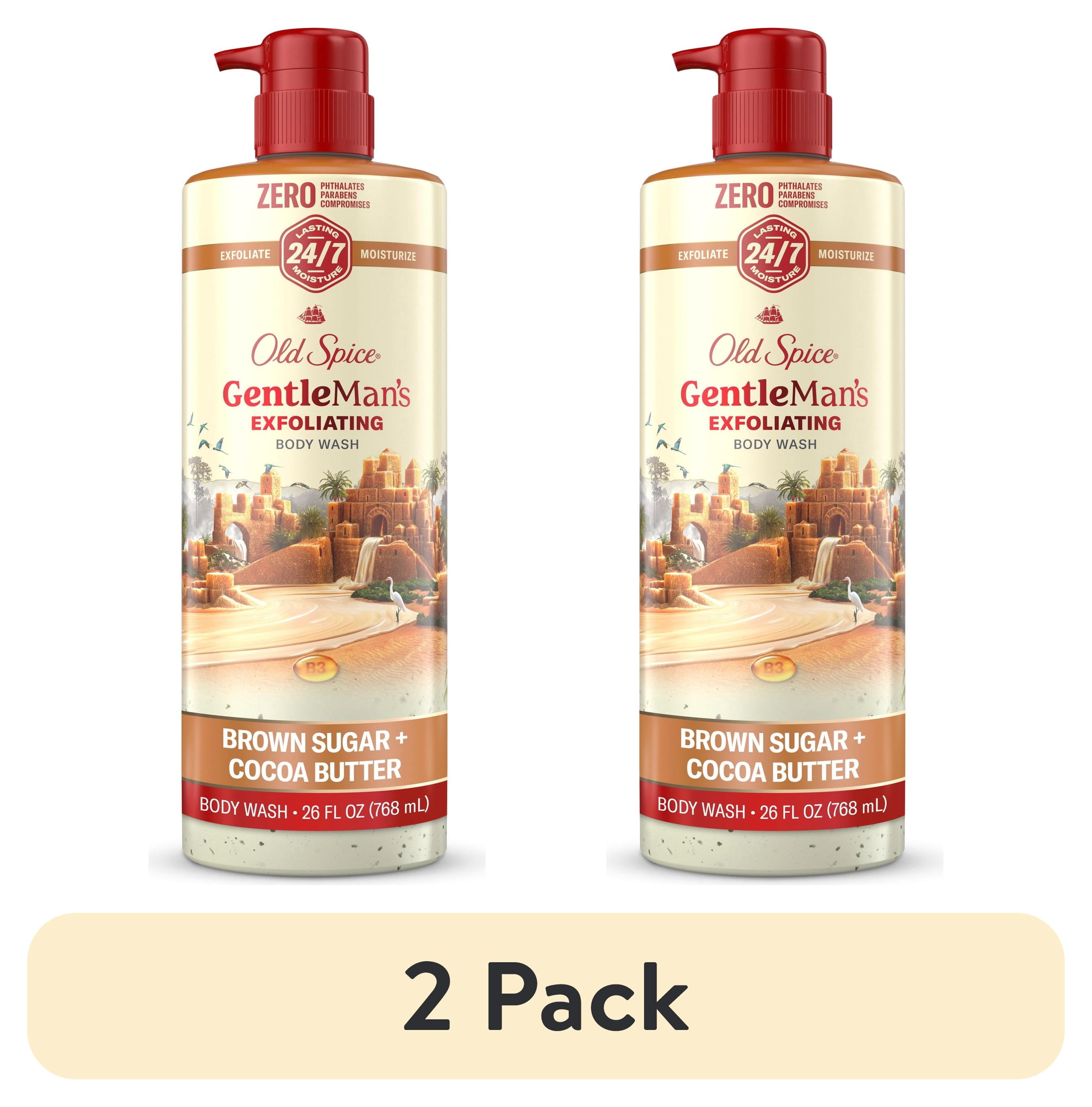 (2 pack) Old Spice Body Wash for Men, Exfoliation + Moisturization, Brown Sugar + Cocoa Butter, 26 fl oz