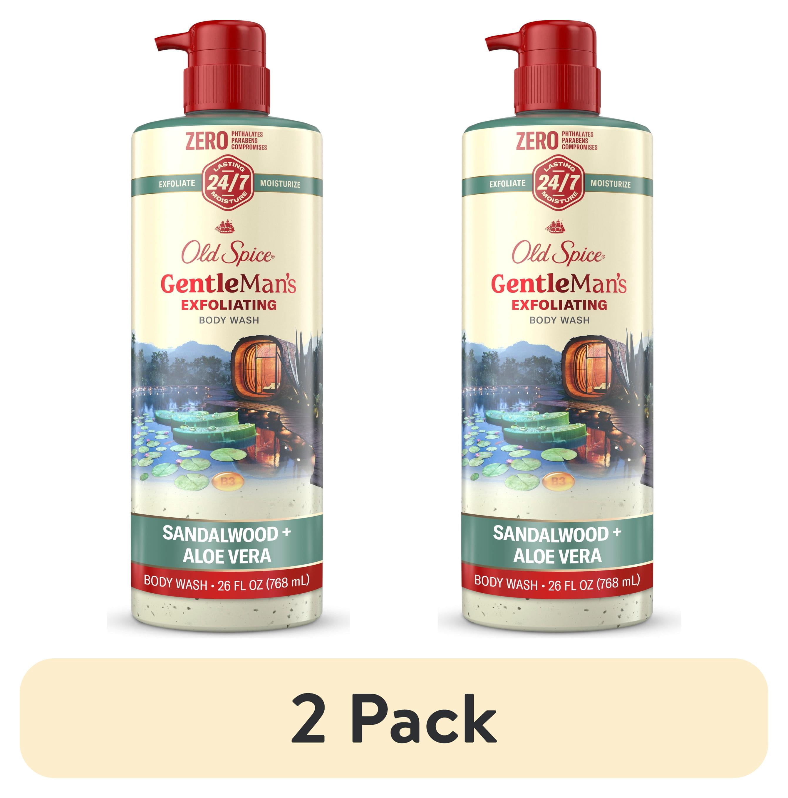 (2 pack) Old Spice Body Wash for Men, 24/7 Shower Fresh, Sandalwood + Aloe Vera, Exfoliation + Moisturization, 26 fl oz