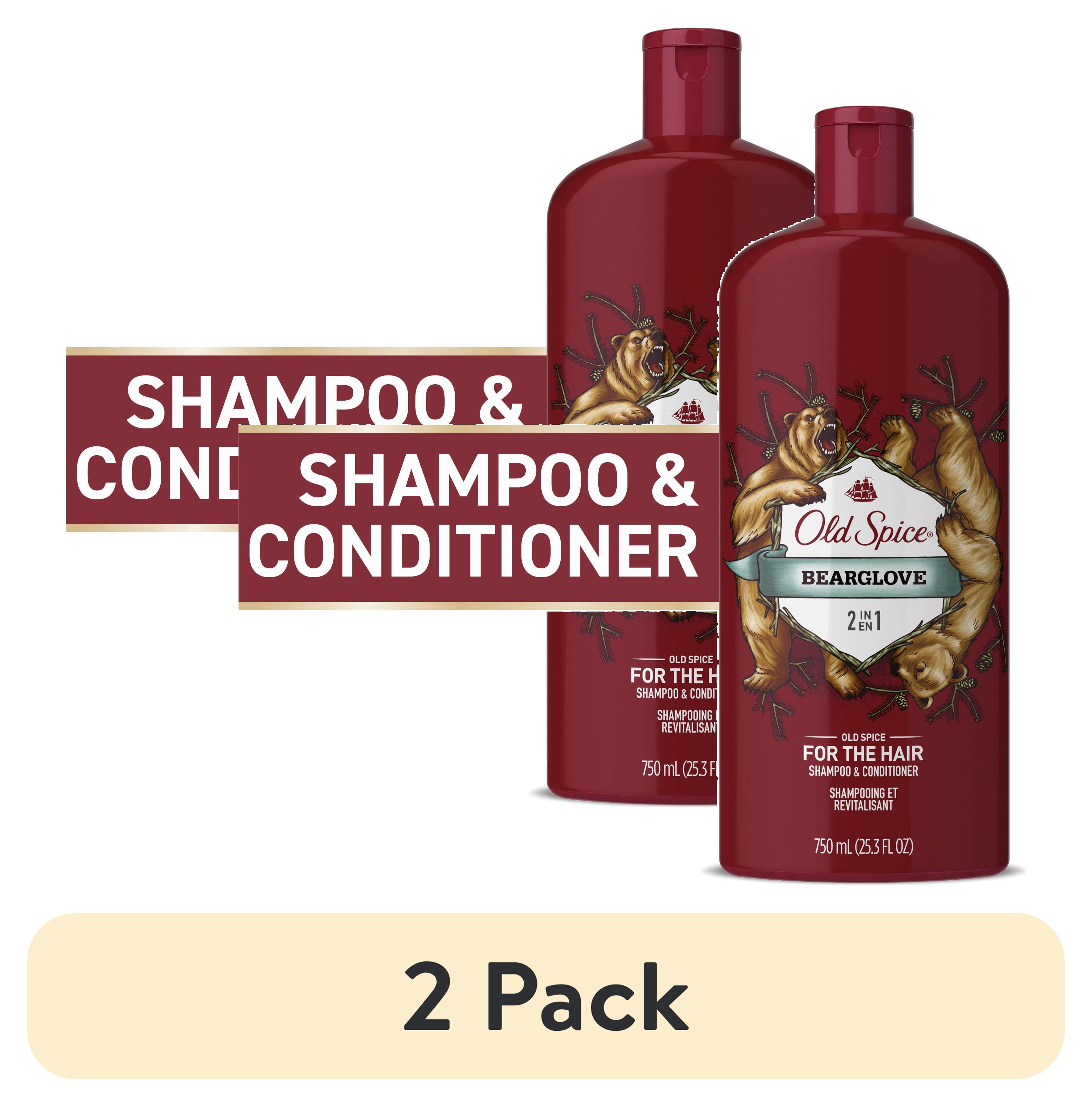 (2 pack) Old Spice Mens 2 in 1 Shampoo and Conditioner, Bearglove, 25.3 fl oz