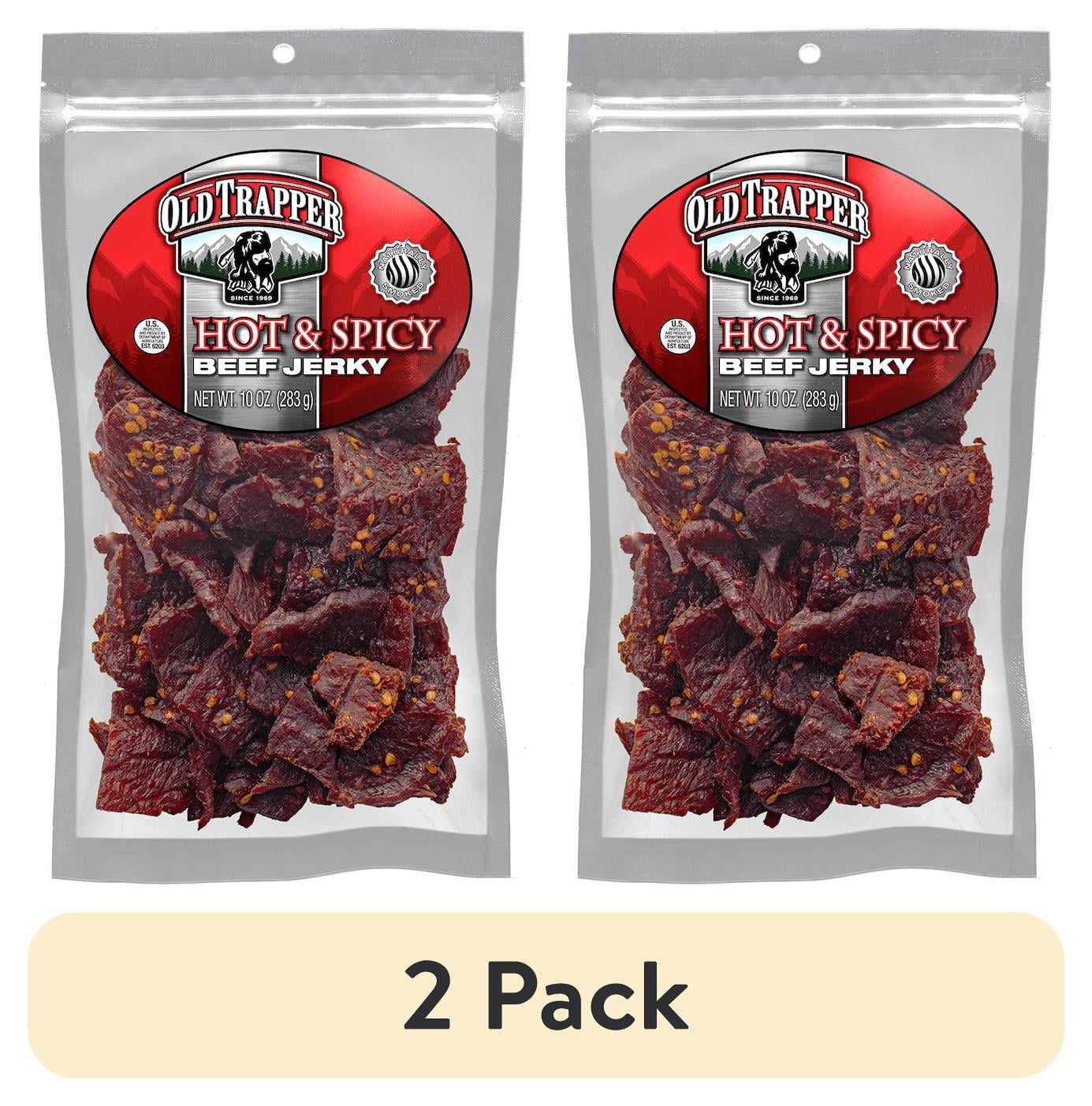 (2 pack) Old Trapper Hot Beef Jerky 10oz Resealable Bag