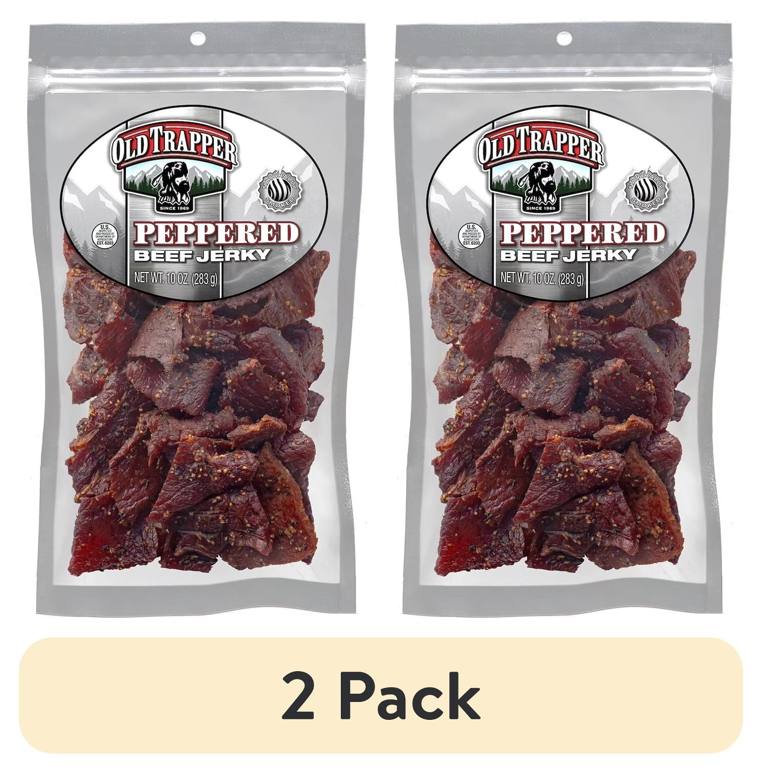 (2 pack) Old Trapper Peppered Beef Jerky 10oz Resealable Bag