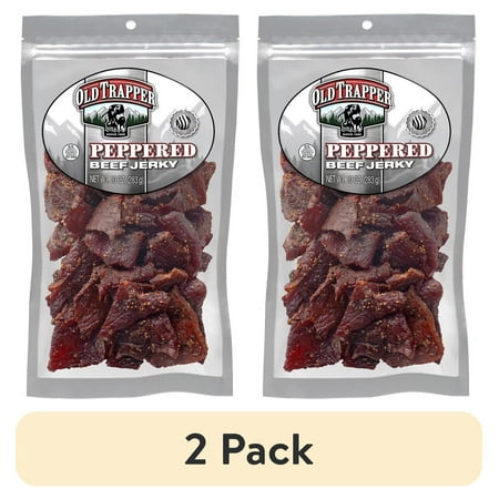 (2 pack) Old Trapper Peppered Beef Jerky 10oz Resealable Bag