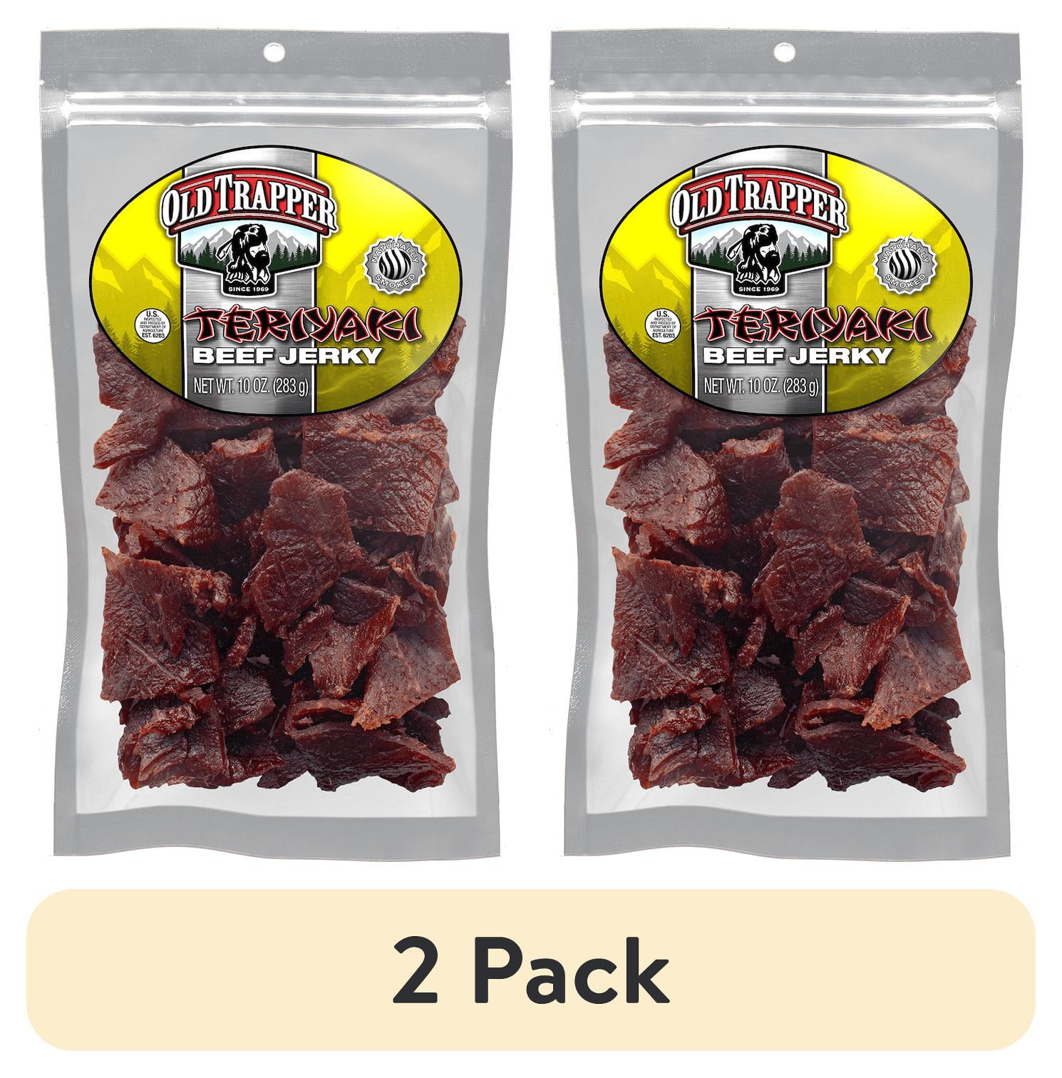 (2 pack) Old Trapper Teriyaki Beef Jerky 10oz Resealable Bag