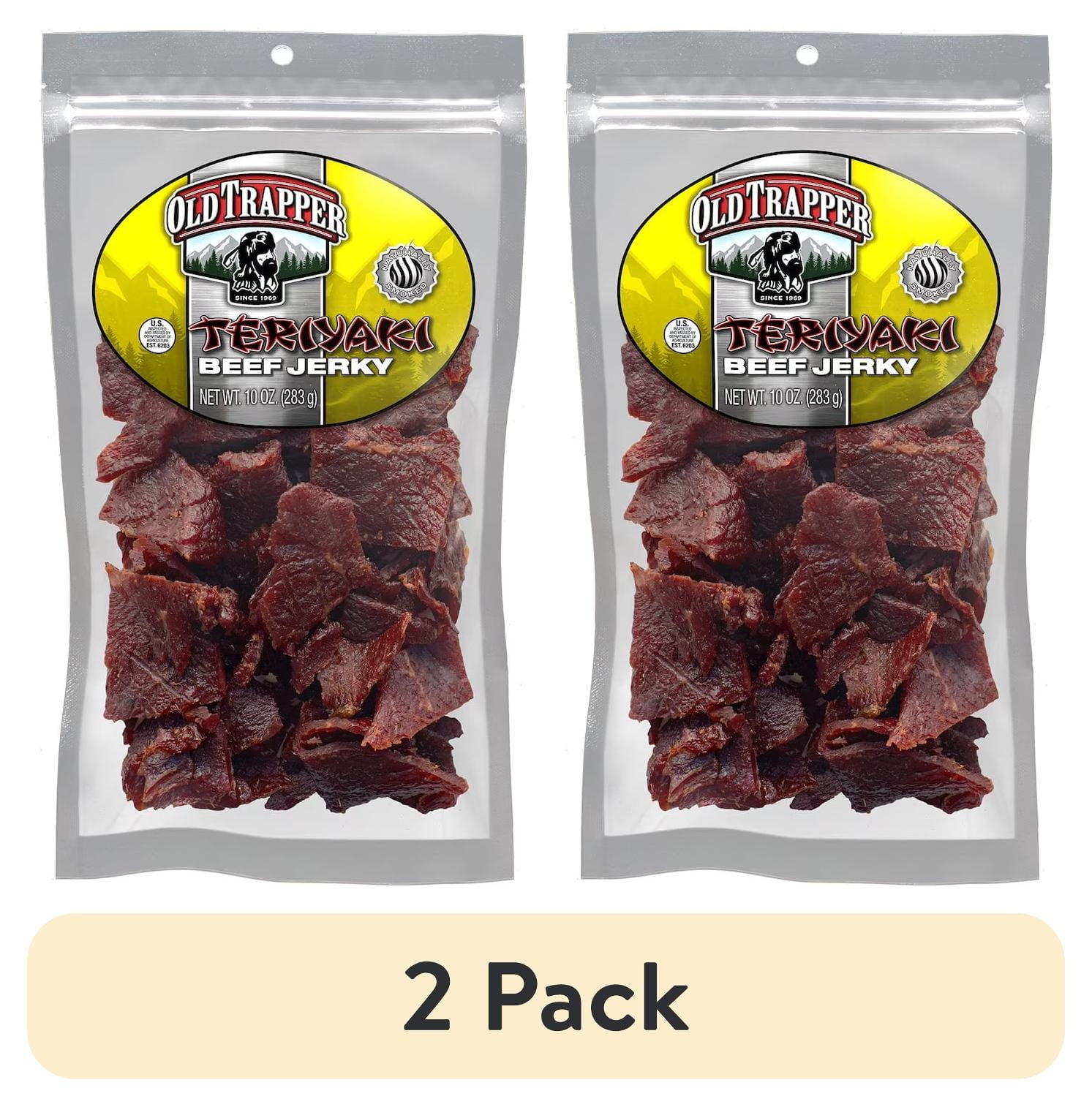 (2 pack) Old Trapper Teriyaki Beef Jerky 10oz Resealable Bag