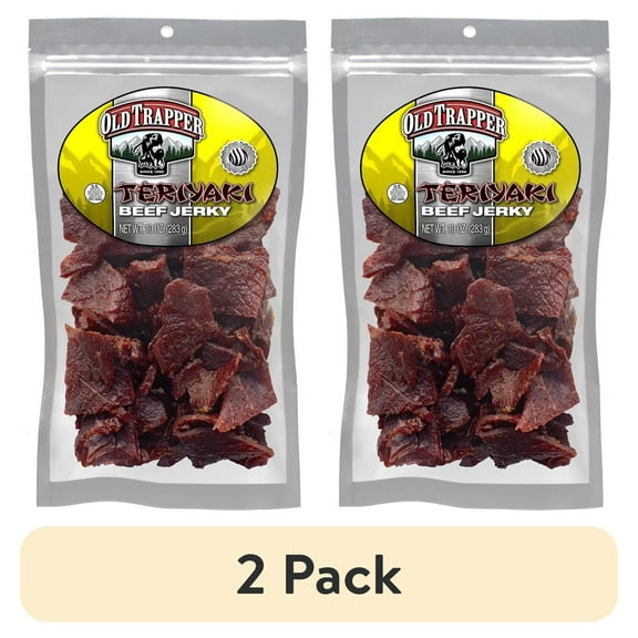 (2 pack) Old Trapper Teriyaki Beef Jerky 10oz Resealable Bag
