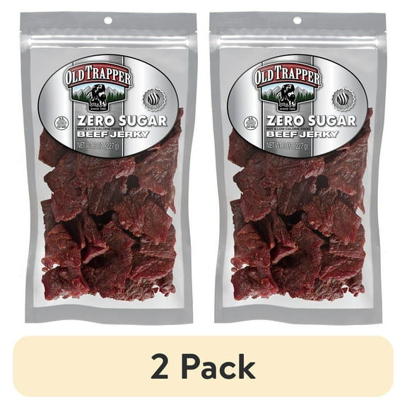 (2 pack) Old Trapper Zero Sugar Original Flavor Beef Jerky 8oz Resealable Bag