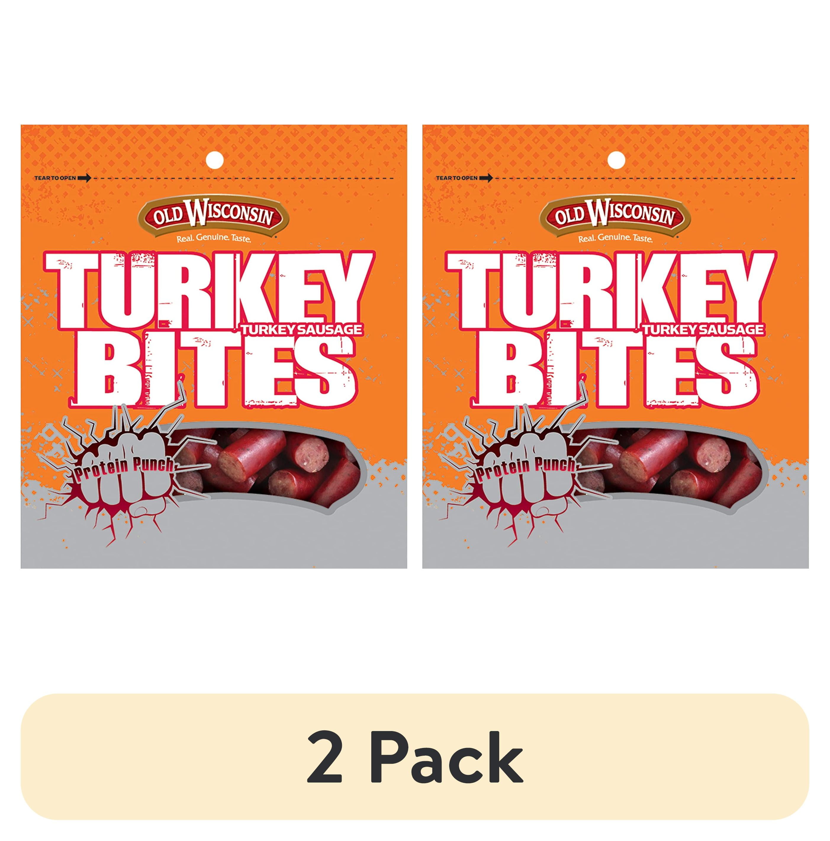 (2 pack) Old Wisconsin Gluten Free Smoked Turkey Sausage Snack Bites, 4 oz, Resealable Bag