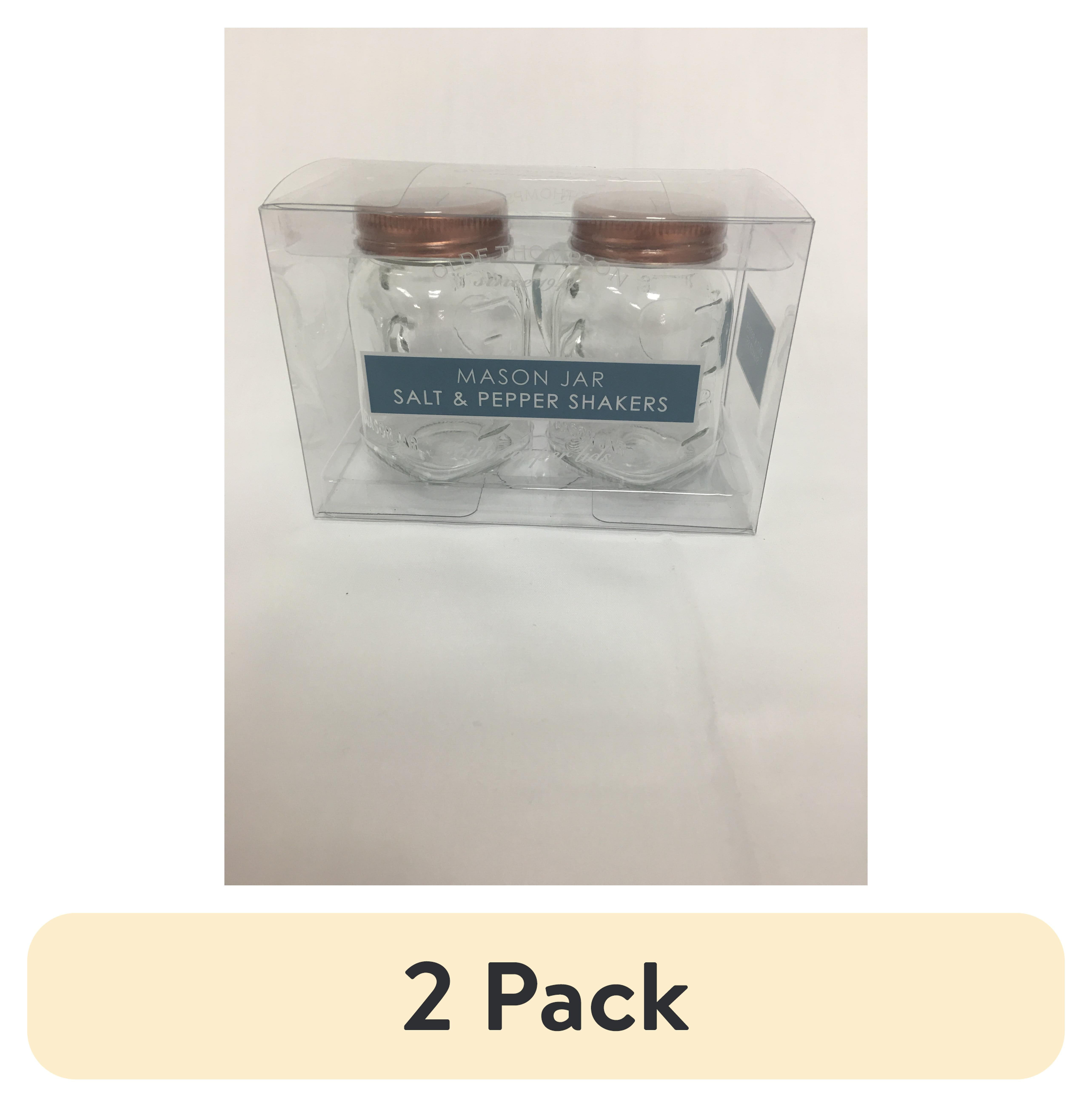 (2 pack) Olde Thompson Clear Mason Jar Salt and Pepper Shaker Set with Copper Lids, Unfilled