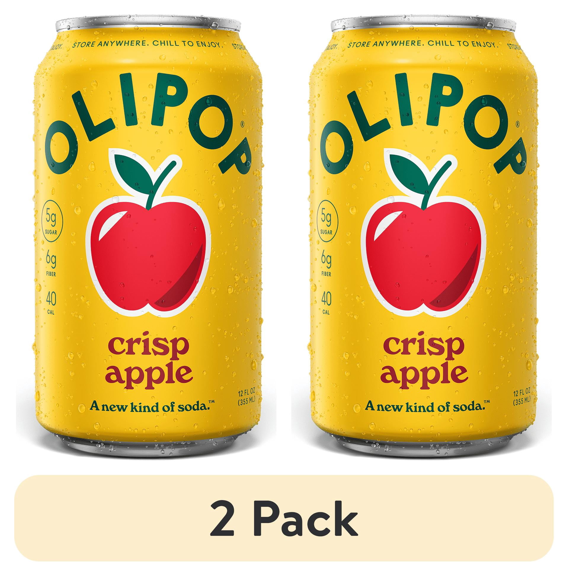 (2 pack) Olipop Prebiotic Soda, Beverages with Prebiotics, Botanicals & Plant Fiber, Crisp Apple, 12 fl oz