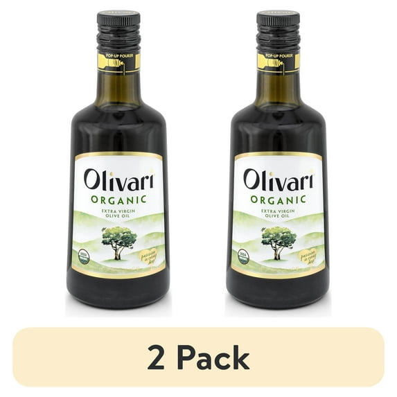 (2 pack) Olivari Organic Extra Virgin Olive Oil, 17 fl oz Glass Bottle