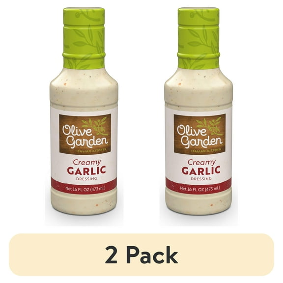 (2 pack) Olive Garden Creamy Garlic Dressing, 16 fl. oz. Bottle