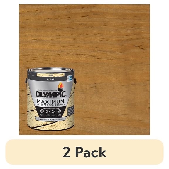 (2 pack) Olympic Maximum 1 Gallon Clear Exterior Waterproofing Sealer Low VOC