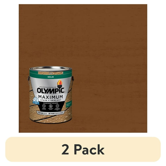 (2 pack) Olympic Maximum 1 Gallon SC-1014 Cedar Solid Color Exterior Stain and Sealer in One