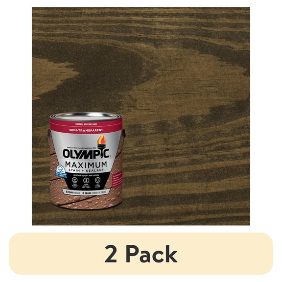 (2 pack) Olympic Maximum 1 Gallon ST-2014 Ebony Semi-Transparent Exterior Stain and Sealer in One Low VOC