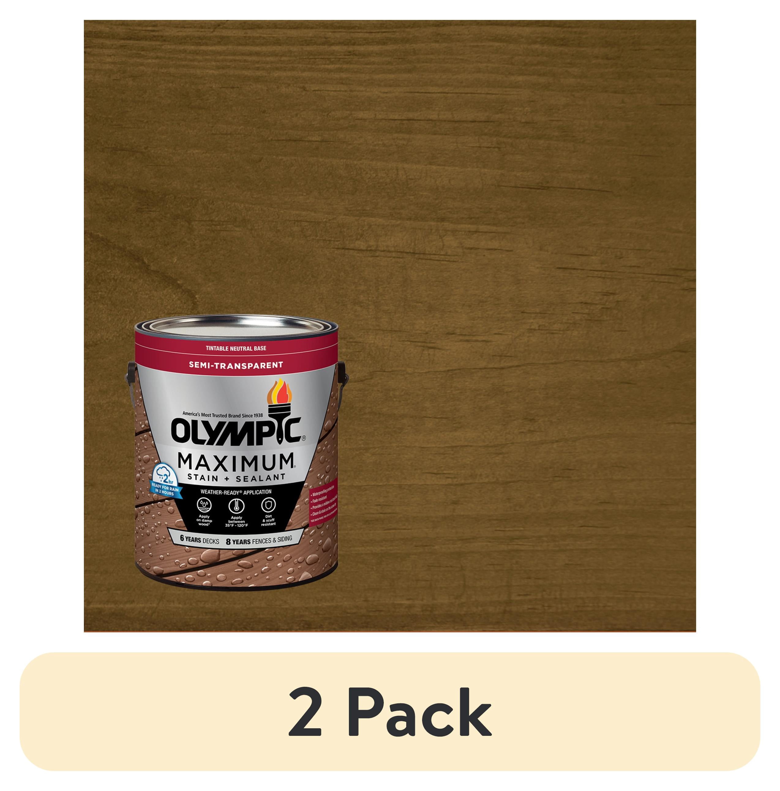 (2 pack) Olympic Maximum 1 Gallon ST-2016 Light Mocha Semi-Transparent Exterior Stain and Sealer in One Low VOC