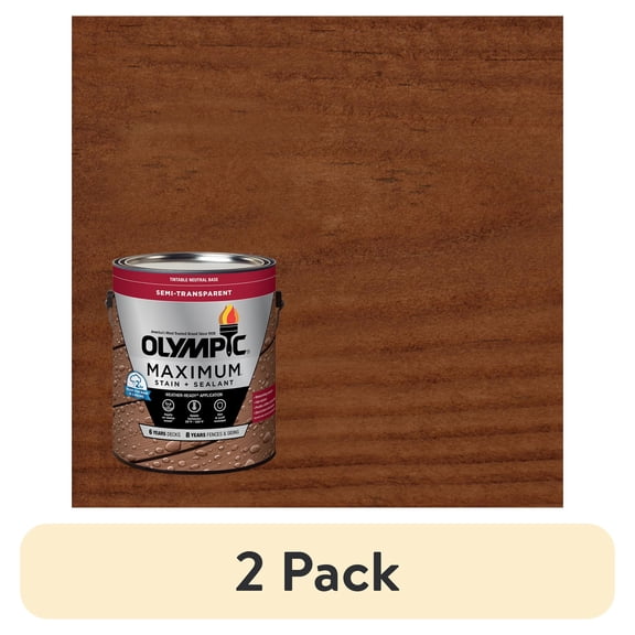 (2 pack) Olympic Maximum 1 Gallon ST-2022 Russet Semi-Transparent Exterior Stain and Sealer in One Low VOC