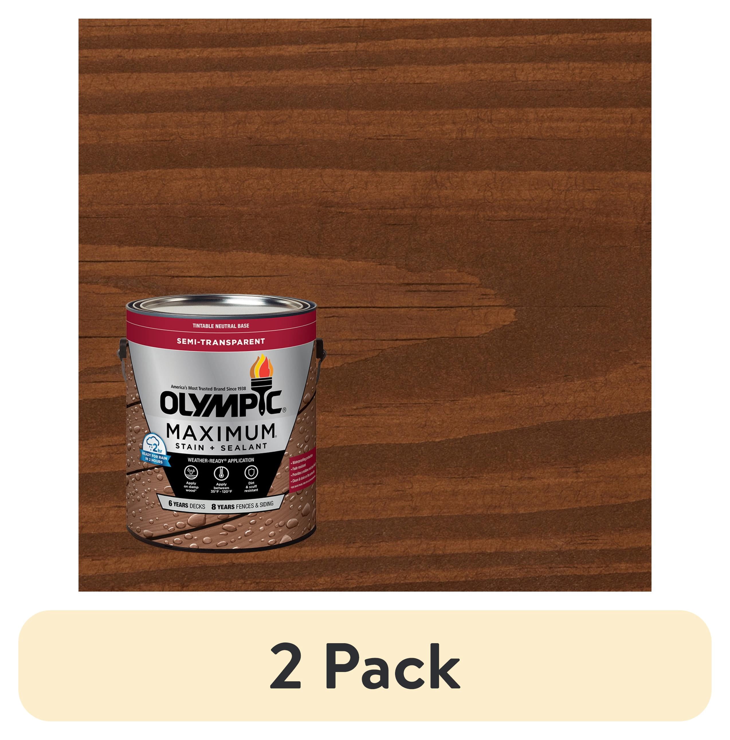 (2 pack) Olympic Maximum 1 Gallon ST-2021 Royal Mahogany Semi-Transparent Exterior Stain and Sealer in One Low VOC