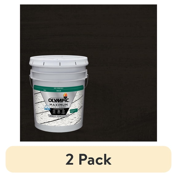 (2 pack) Olympic Maximum 5 Gallons SC-1028 Ebony Solid Color Exterior Stain and Sealer in One