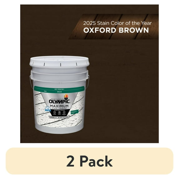 (2 pack) Olympic Maximum 5 Gallons SC-1058 Oxford Brown Solid Color Exterior Stain and Sealer in One