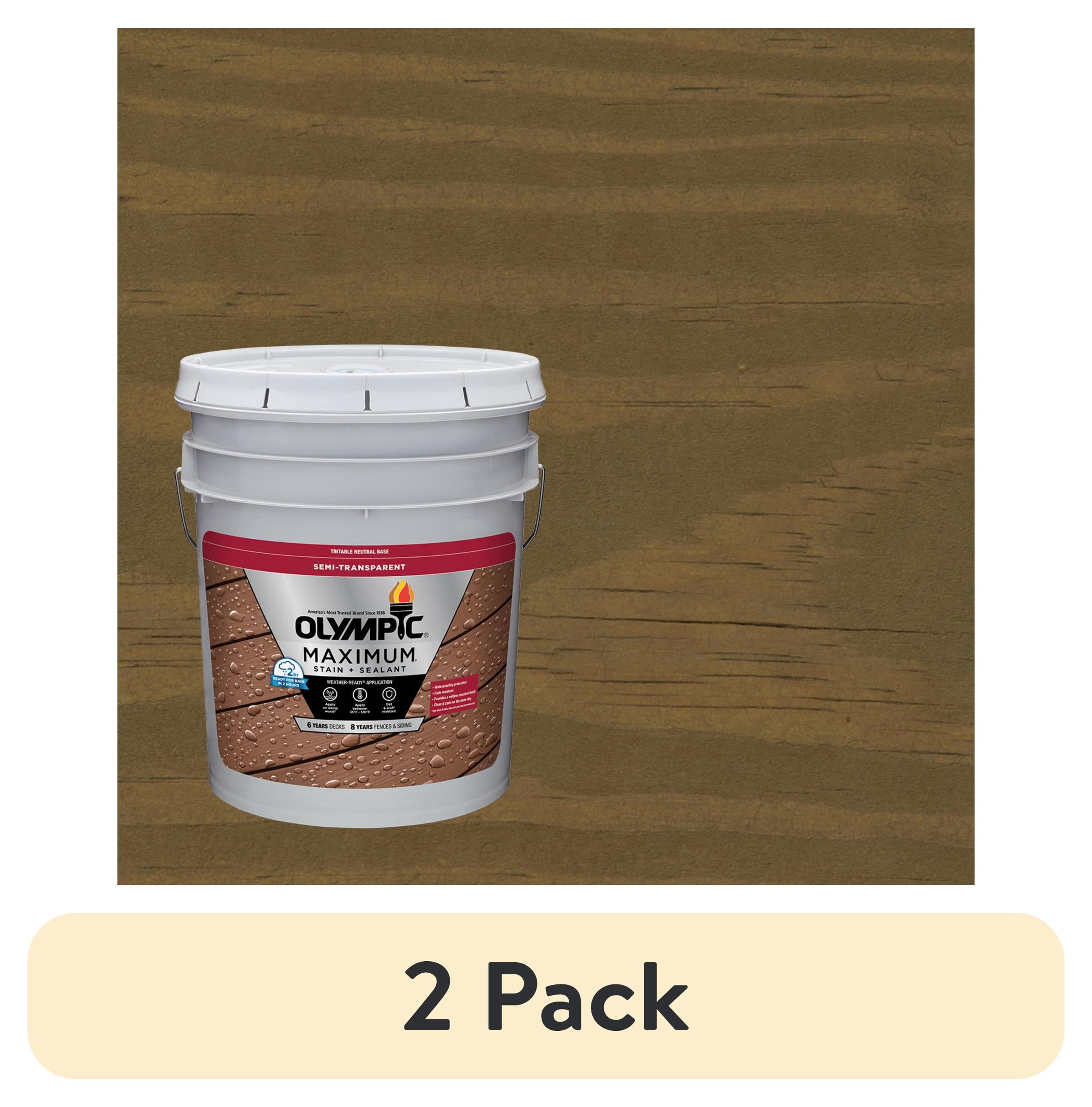 (2 pack) Olympic Maximum 5 Gallons ST-2009 Dark Ash Semi-Transparent Exterior Stain and Sealer in One Low VOC