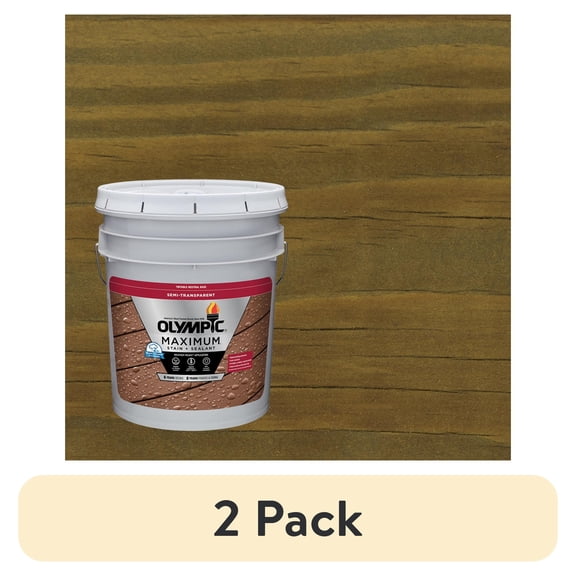 (2 pack) Olympic Maximum 5 Gallons ST-2013 Driftwood Gray Semi-Transparent Exterior Stain and Sealer in One Low VOC
