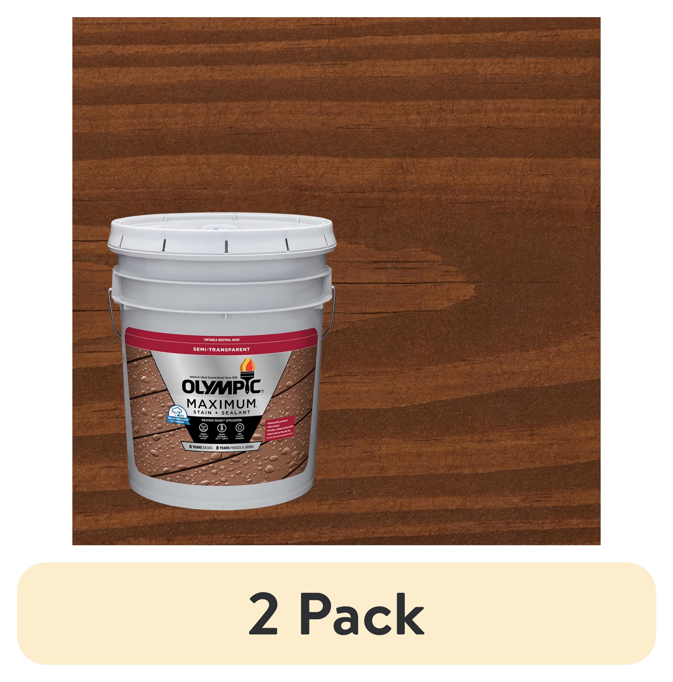 (2 pack) Olympic Maximum 5 Gallons ST-2021 Royal Mahogany Semi-Transparent Exterior Stain and Sealer in One Low VOC