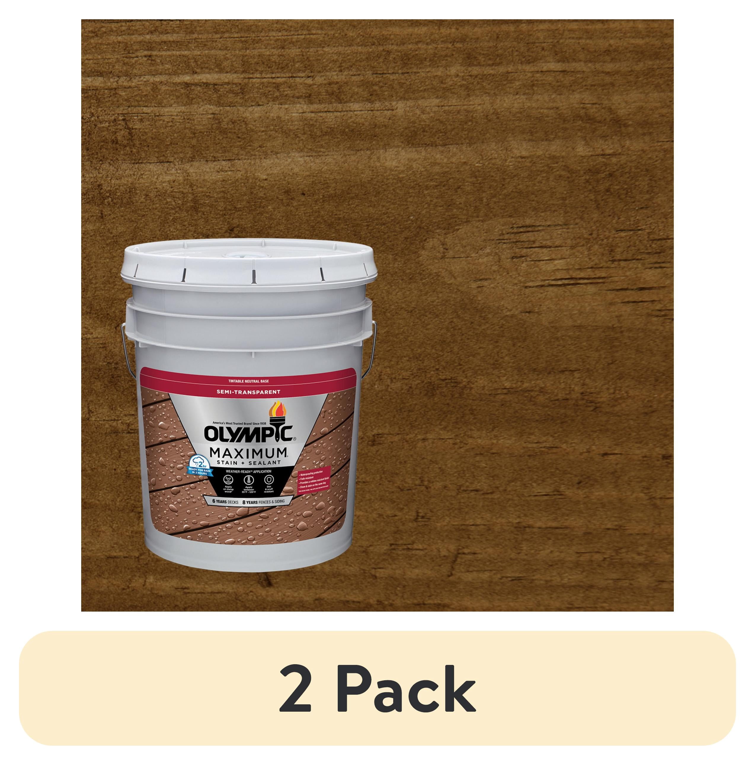 olympic stain tobacco (2 pack) Olympic Maximum 5 Gallons ST-2028 Tobacco Semi-Transparent  Exterior Stain and Sealer in One Low VOC