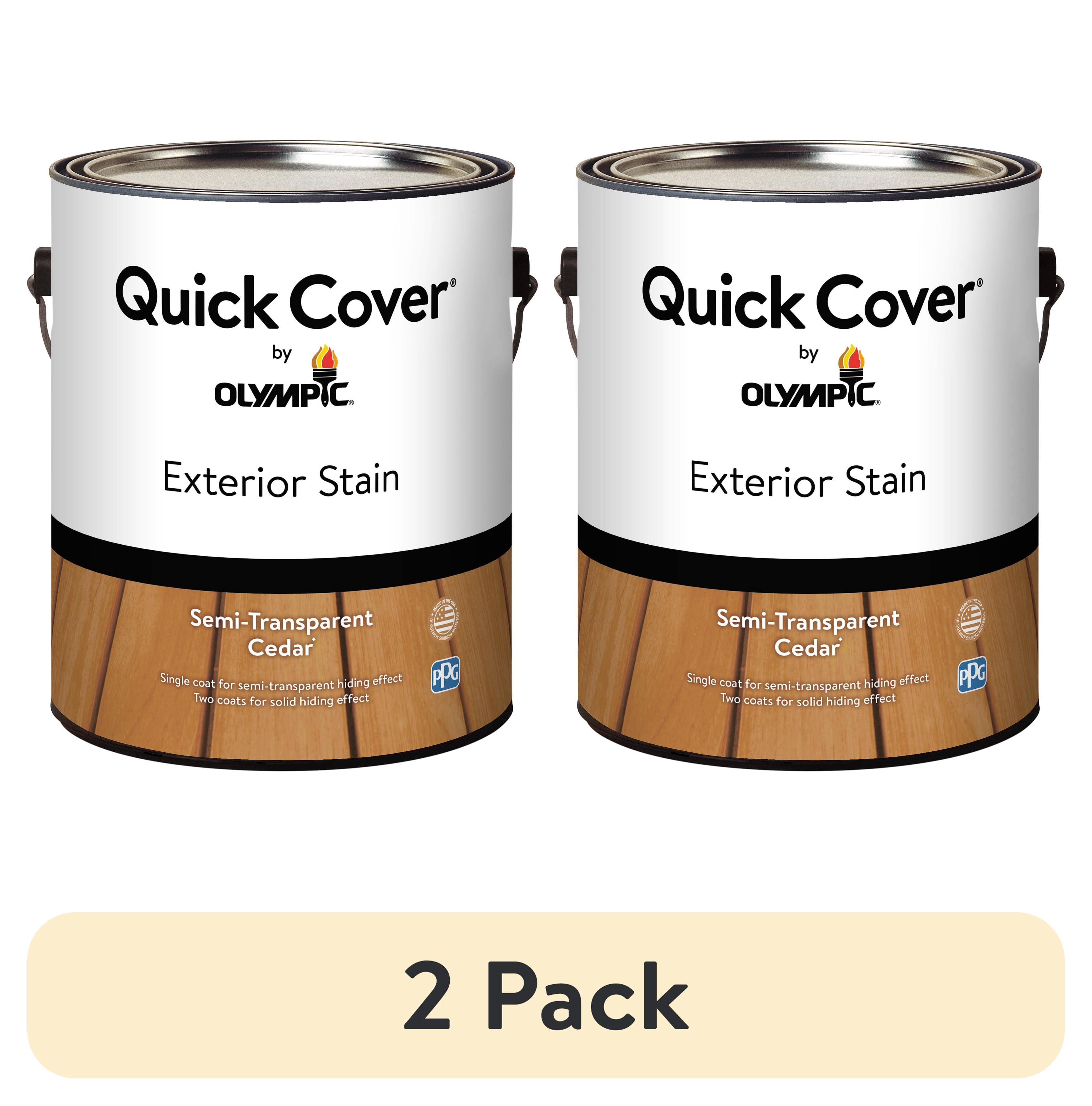 (2 pack) Olympic Quick Cover Cedar Semi-Transparent Interior/Exterior Wood Stain, 1 Gallon