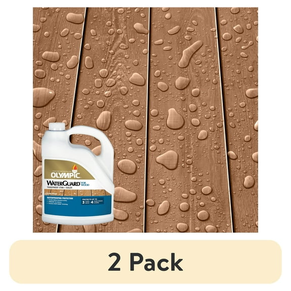(2 pack) Olympic WaterGuard Acorn Brown Transparent Exterior Wood Stain and Sealer, 1 Gallon