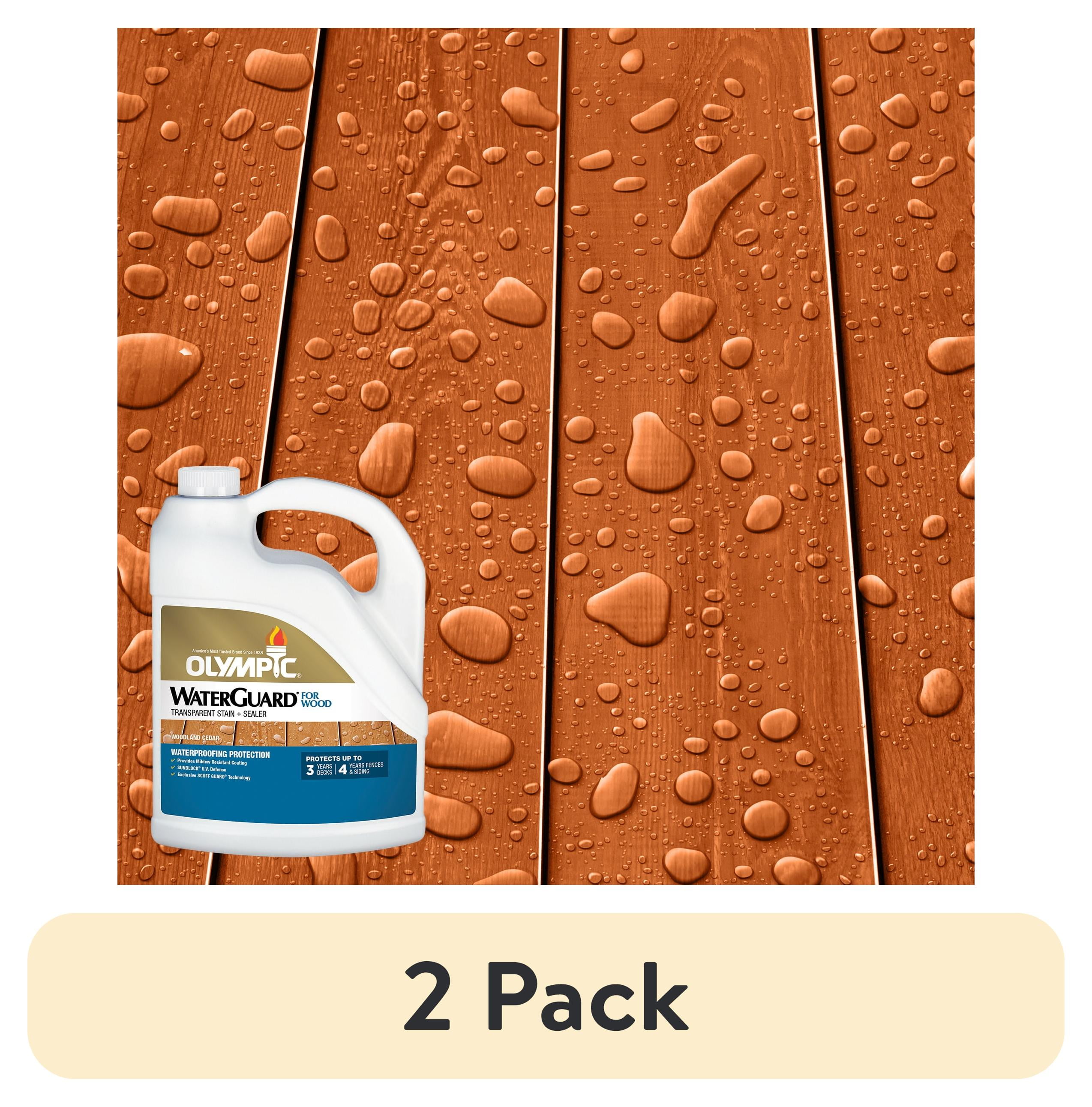 (2 pack) Olympic WaterGuard Woodland Cedar Transparent Exterior Wood Stain and Sealer, 1 Gallon