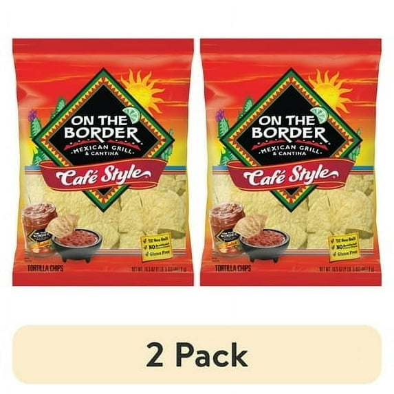 (2 pack) On The Border Cafe Style Tortilla Chips, Gluten-Free, 16.5 oz Bag