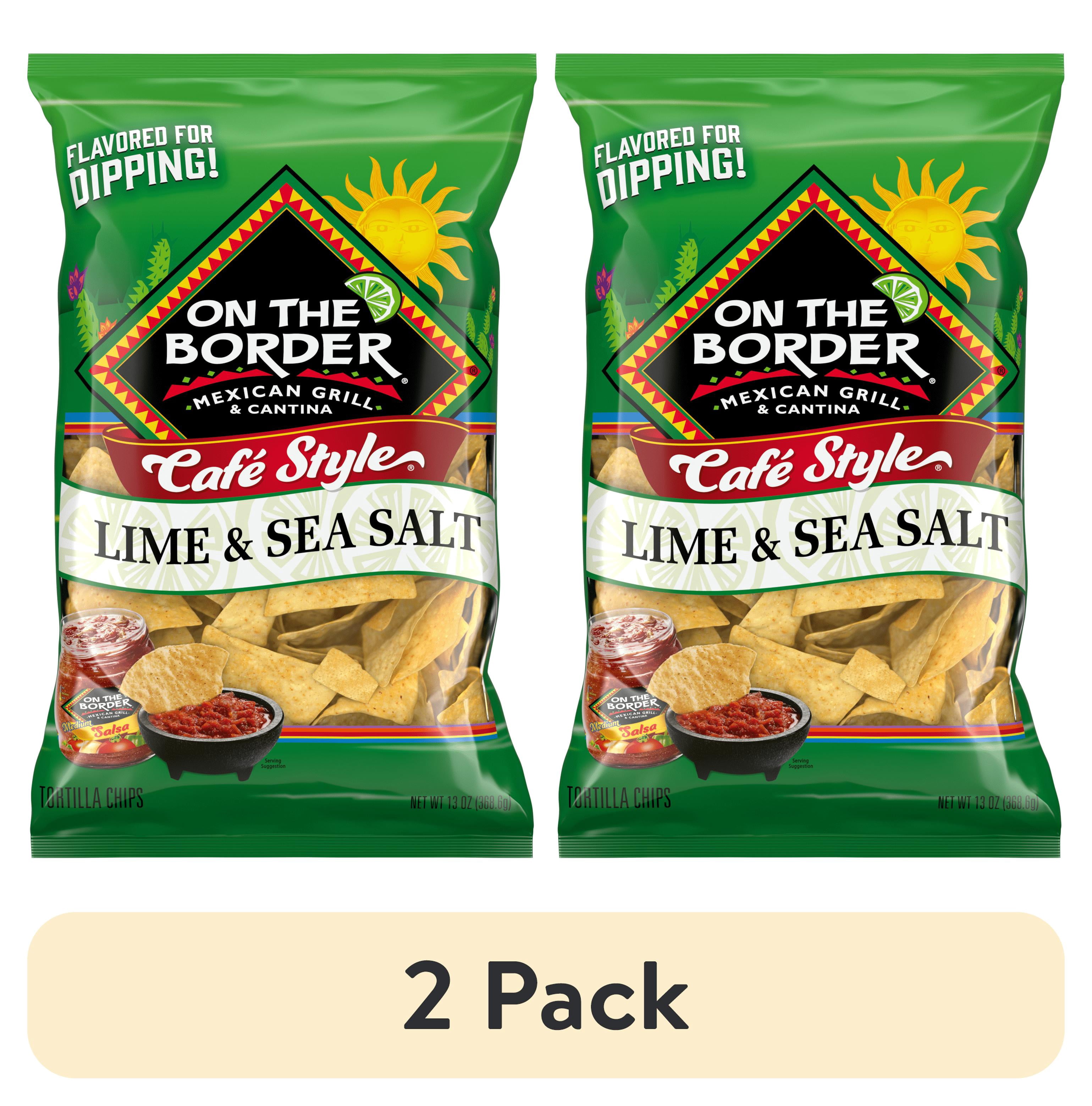 (2 pack) On The Border Lime & Sea Salt Cafe Style Tortilla Chips, 13oz Bag