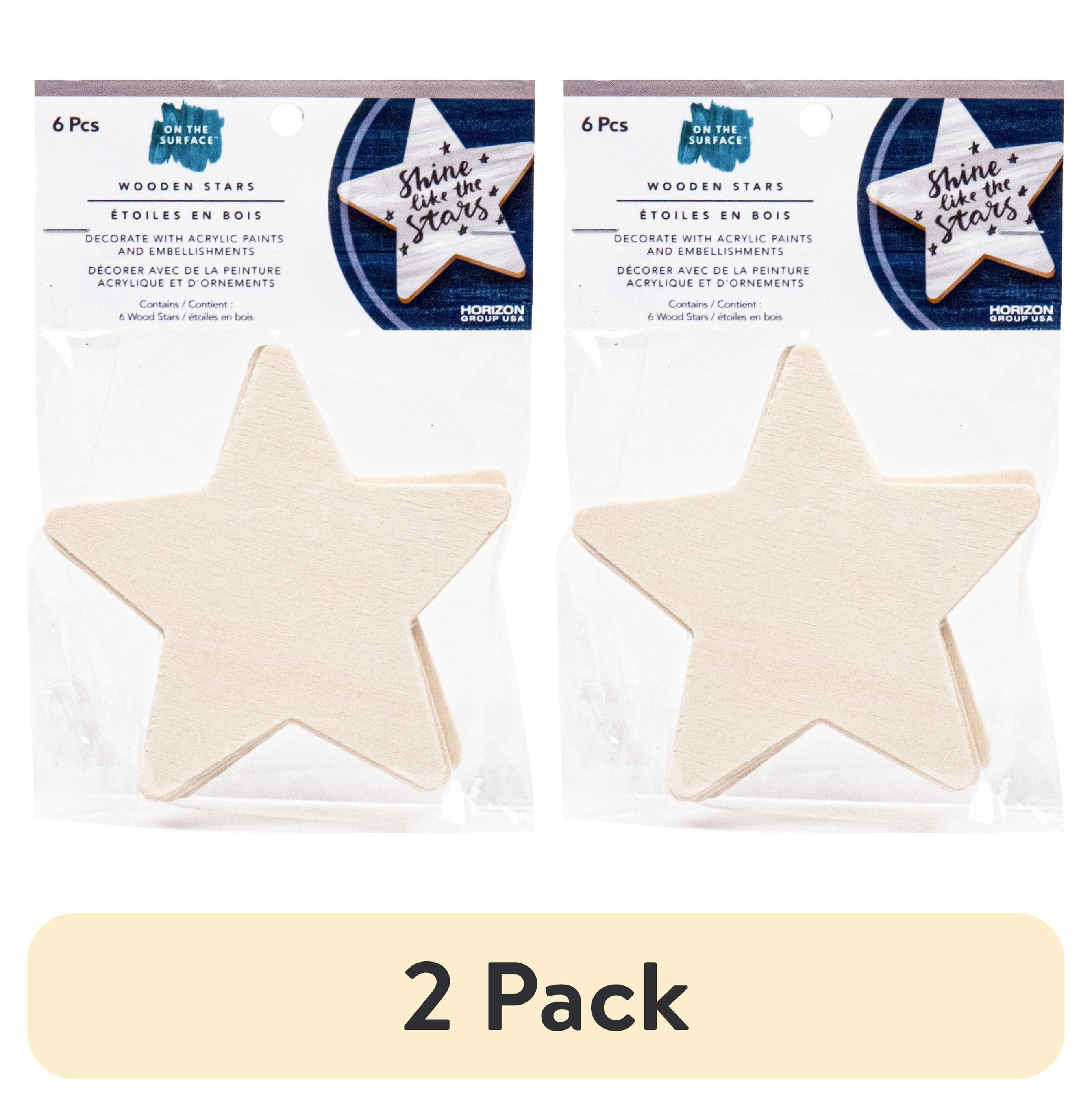 (2 pack) On The Surface Wooden Stars, 6-Pack Wood Star Shapes