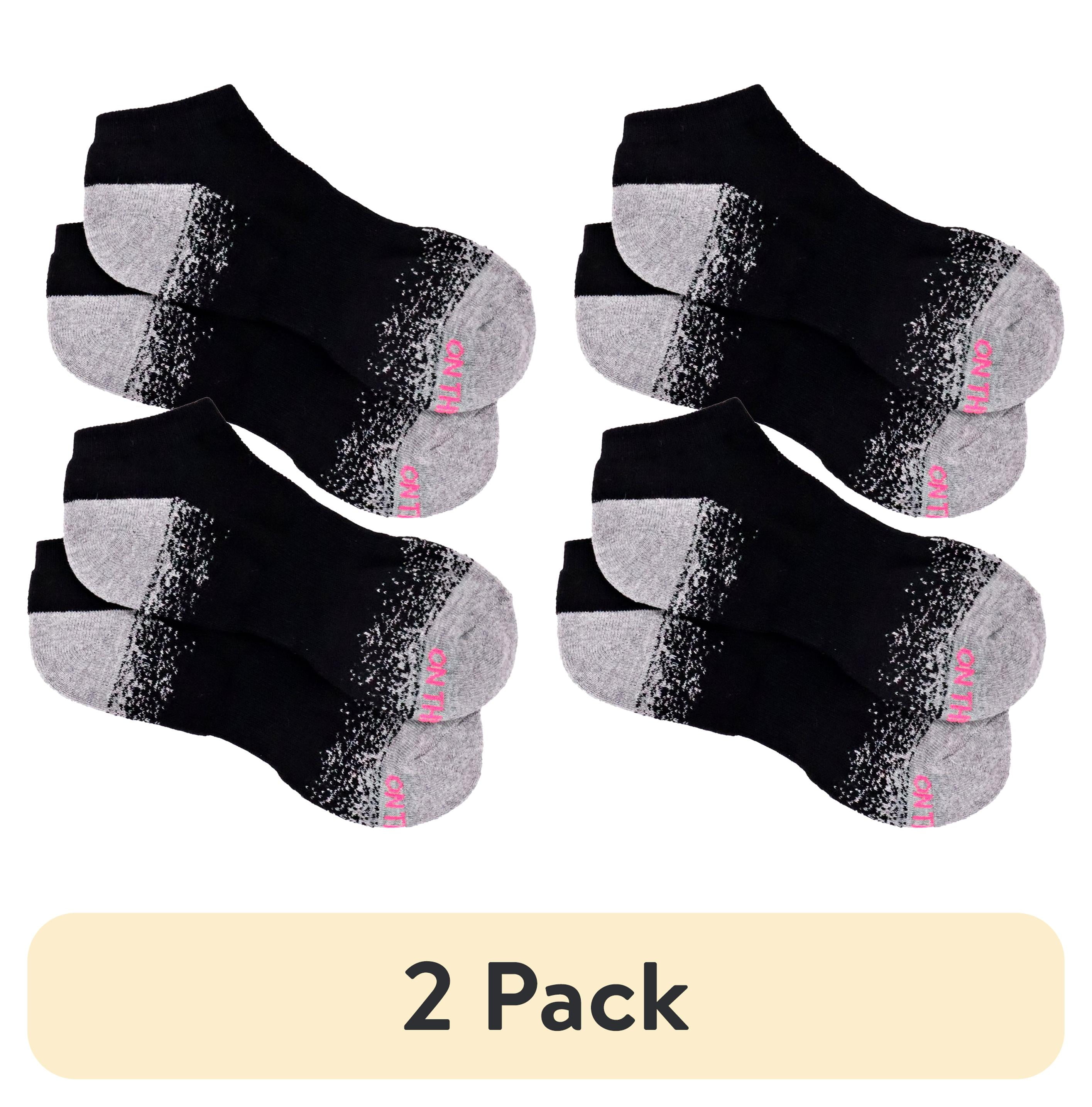 (2 pack) On the Go Women's Low Cut Socks (Black Grey Confetti Heel Toe, 2 Pair)