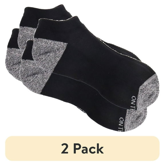 (2 pack) On the Go Women's Low Cut Socks (Black Grey Knitted Heel Toe, 2 Pair)